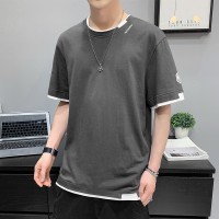T230夏季重磅短袖T恤男士潮流百搭五分袖简约t恤宽松打底衫