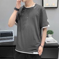 T230夏季重磅短袖T恤男士潮流百搭五分袖简约t恤宽松打底衫