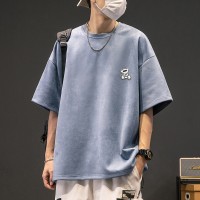 TC020重磅夏季短袖t恤男士时间简约印花半袖圆领上衣