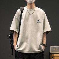 TC020重磅夏季短袖t恤男士时间简约印花半袖圆领上衣
