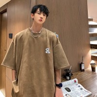 TC020重磅夏季短袖t恤男士时间简约印花半袖圆领上衣
