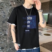 Q短袖T恤男士夏季纯棉圆领上衣百搭潮牌宽松冰感透气短t上衣