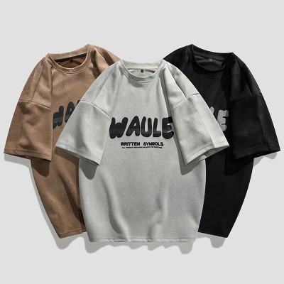 <!--TC005高级感短袖t恤男衣服半截袖潮流ins宽松百搭青少年T恤上衣-->