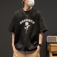 TC002美式复古短袖T恤夏季男款青少年帅气男生短袖