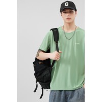 Q锦氨凉感短袖t恤男字母刺绣朱地网眼速干U+防晒冰丝体恤