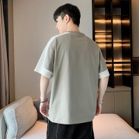 Q男士短袖t恤夏季2024休闲宽松冰丝凉感初中生青少年体恤上衣