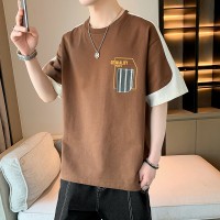 Q男士短袖t恤夏季2024休闲宽松冰丝凉感初中生青少年体恤上衣