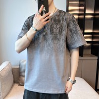 2024新款夏季男潮流宽松服潮牌学生短袖T恤上衣圆领花五分袖半袖