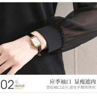 妈妈春装雪纺纱袖t恤2024新款中老年女装长袖减龄上衣服阔太太衫