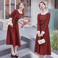 现货2024年春季新款小香风连衣裙女高级感气质收腰显瘦中长款a字