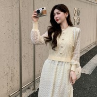 现货高级感【2024】假两件长针织连衣裙199