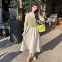 【2024现货】新中式假两件刺绣连衣裙