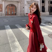 春装【现货好款】一年红火到头大卖连衣裙二件套