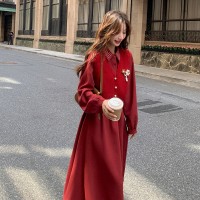 春装【现货好款】一年红火到头大卖连衣裙二件套