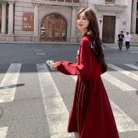 春装【现货好款】一年红火到头大卖连衣裙二件套