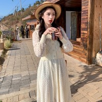 现货【2024仙女款】镂空连衣裙马甲拼接199