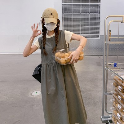 <!--现货春夏装减龄背带连衣裙可配T恤套装202A-->