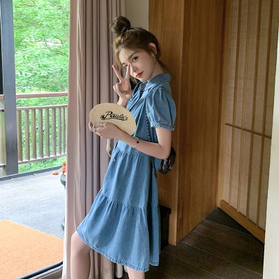 <!--现货春夏季短袖牛仔裙宽松休闲连衣裙女062档口2374款-->