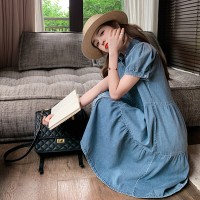 现货春夏季短袖牛仔裙宽松休闲连衣裙女062档口2374款