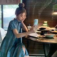 现货春夏季短袖牛仔裙宽松休闲连衣裙女062档口2374款