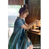 现货春夏季短袖牛仔裙宽松休闲连衣裙女062档口2374款