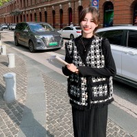 新【连衣裙春装】黑白格小外套