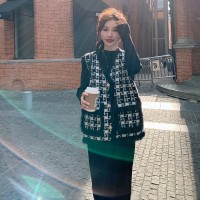 新【连衣裙春装】黑白格小外套