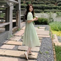 现货夏季短袖肌理纹面料中长款连衣裙女062档口2317款