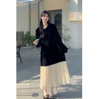 现货【2024】流苏金丝绒中式淑女连衣裙199