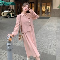 【2024现货】连衣裙灯芯绒针织马甲两件套99