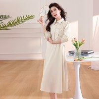 现货2024年春季女金典时尚潮流新中式复古盘扣假两件套连衣裙