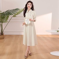 现货2024年春季女金典时尚潮流新中式复古盘扣假两件套连衣裙