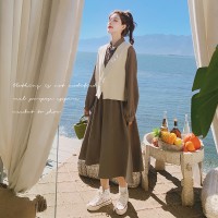 【2024现货】甜美两件套开衫马甲连衣裙森仙199