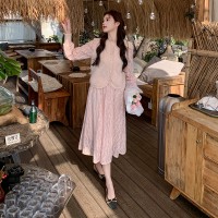 【2024现货】连衣裙绣花针织马甲两件套199