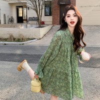 现货【2024】薄款不过膝碎花淑女连衣裙199