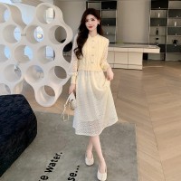 现货【2024】高级感假两件长针织连衣裙199