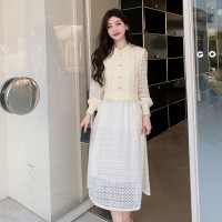 现货【2024】高级感假两件长针织连衣裙199