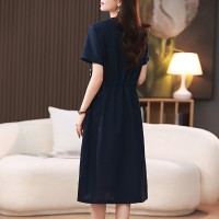 2024夏季新款棉麻女韩版休闲宽松显瘦a字裙高级感减龄棉麻连衣裙