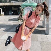 现货新款时尚工装衬衫式纯棉连衣裙浙宝B2楼239