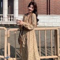 春款今碎花连衣裙皮马甲年流行