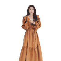 【新款现货】大裙摆甜美复古连衣裙2302
