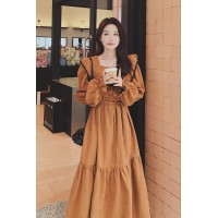 【新款现货】大裙摆甜美复古连衣裙2302