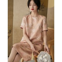 ｜"玉兰归鹊"｜中式风提花旗袍新中式连衣裙轻礼服