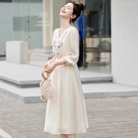 2024春季新款真丝刺绣连衣裙长款
