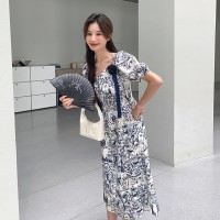 现货浙宝012连衣裙印花可盐可甜中长裙2024夏季新款Y