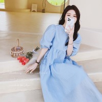 提花韩版大码宽松抽绳调节连衣裙199