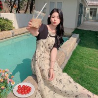 【大货已下】假两件水墨印花连衣裙718