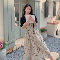 【大货已下】假两件水墨印花连衣裙718