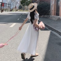 【现货主推】法式风白色连衣裙女夏季2024新款气质收腰衬衫长裙
