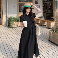 【现货主推】法式风白色连衣裙女夏季2024新款气质收腰衬衫长裙